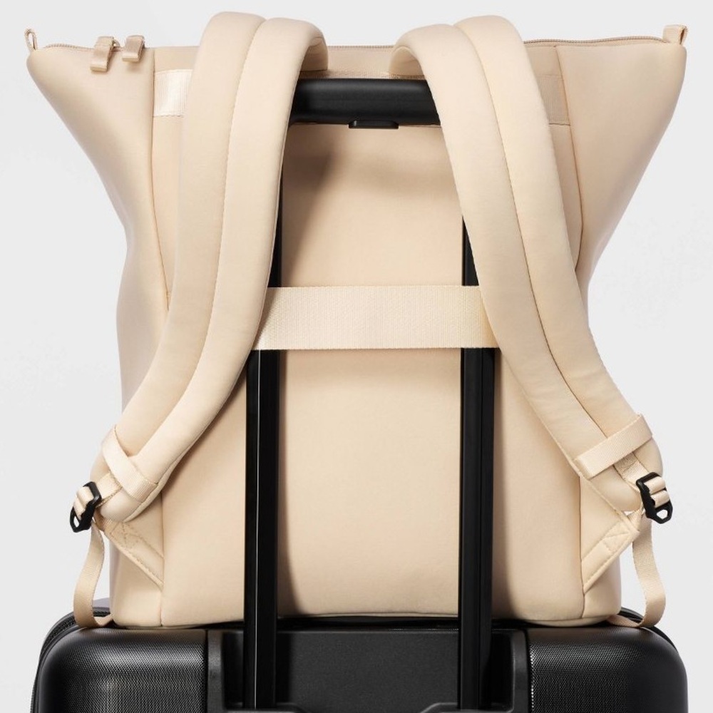 New Large Tote Backpack Travel Bag Faux Neoprene Cream All in Motion New Large - Picture 3 of 15
